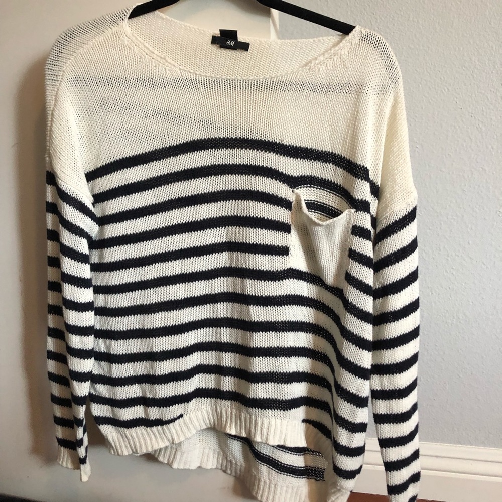 striped sweater with pocket